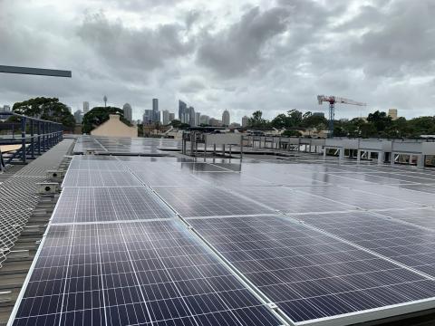 Solar panels on data centre roof